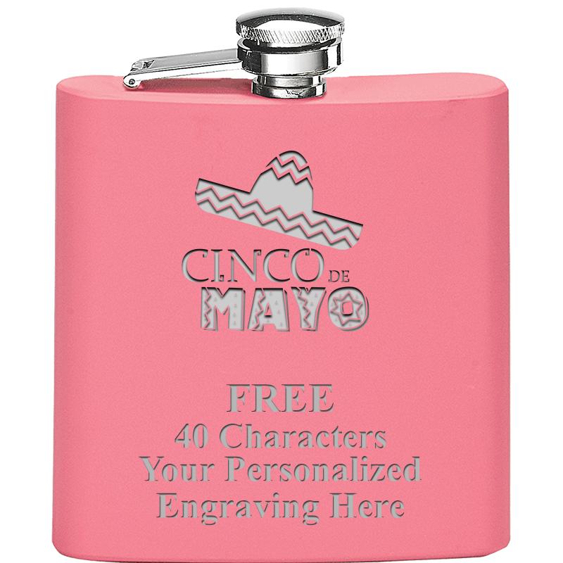 6OZ PINK STAINLESS STEEL FLASK