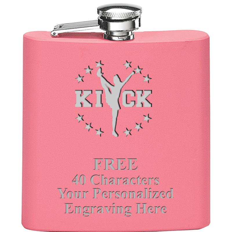 6OZ PINK STAINLESS STEEL FLASK