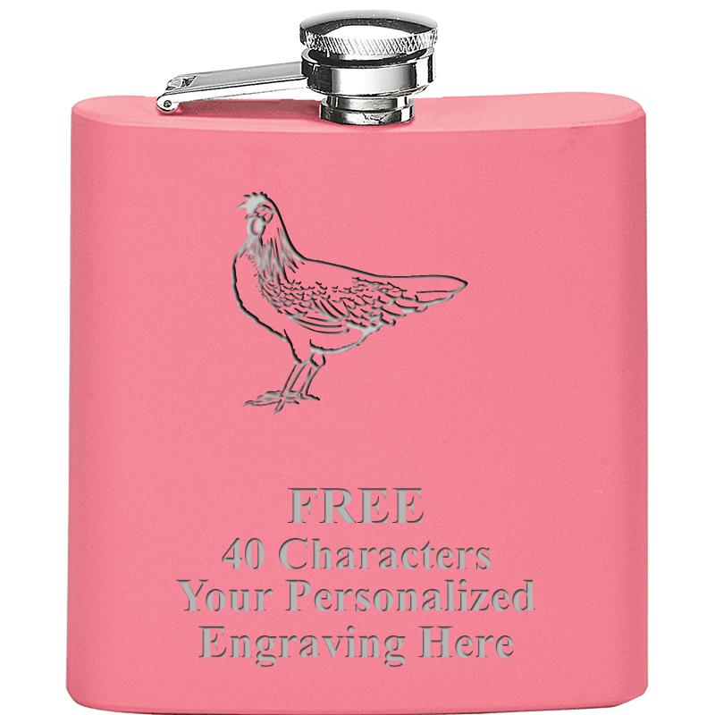 6OZ PINK STAINLESS STEEL FLASK