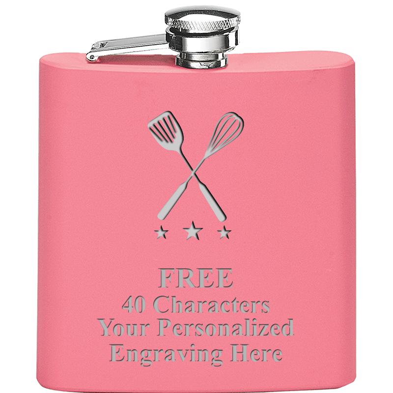 6OZ PINK STAINLESS STEEL FLASK