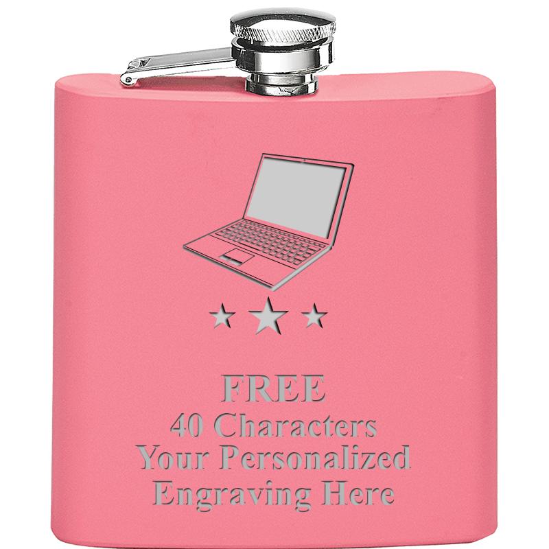 6OZ PINK STAINLESS STEEL FLASK