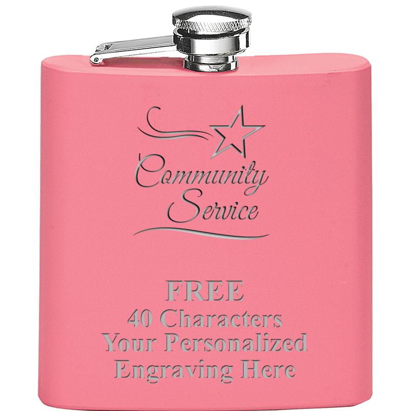 6OZ PINK STAINLESS STEEL FLASK