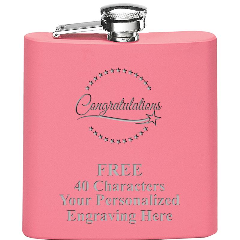 6OZ PINK STAINLESS STEEL FLASK