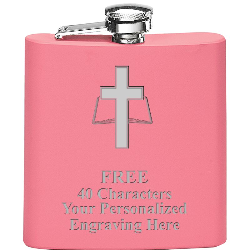 6OZ PINK STAINLESS STEEL FLASK