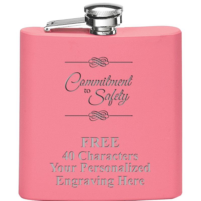 6OZ PINK STAINLESS STEEL FLASK
