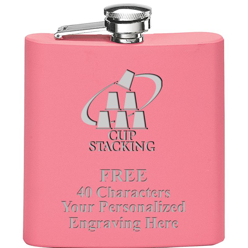 6OZ PINK STAINLESS STEEL FLASK