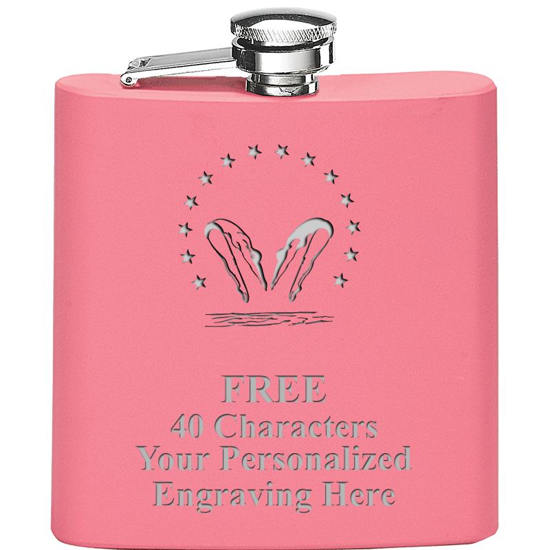 6OZ PINK STAINLESS STEEL FLASK