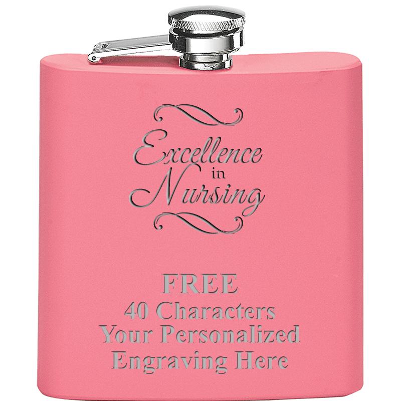 6OZ PINK STAINLESS STEEL FLASK