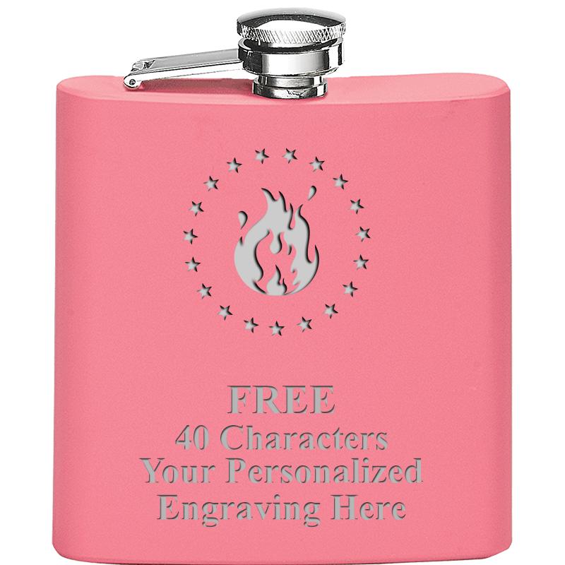 6OZ PINK STAINLESS STEEL FLASK