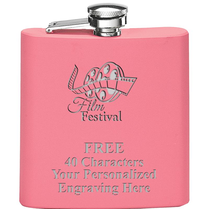 6OZ PINK STAINLESS STEEL FLASK