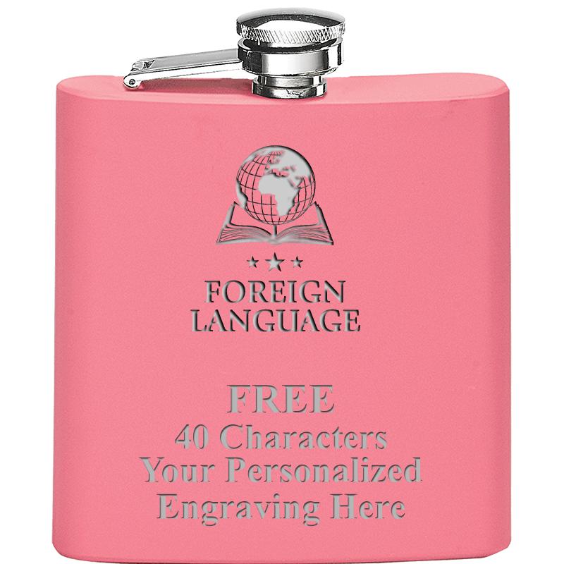 6OZ PINK STAINLESS STEEL FLASK