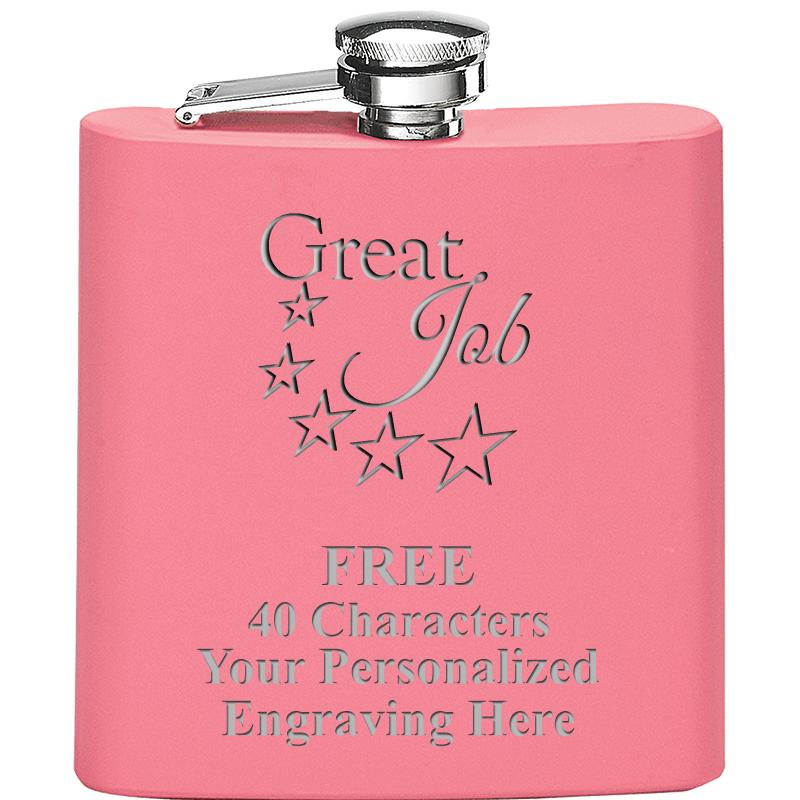 6OZ PINK STAINLESS STEEL FLASK