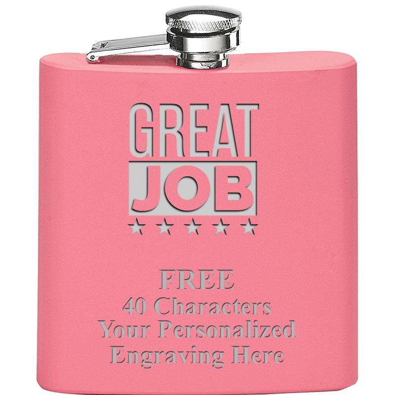 6OZ PINK STAINLESS STEEL FLASK