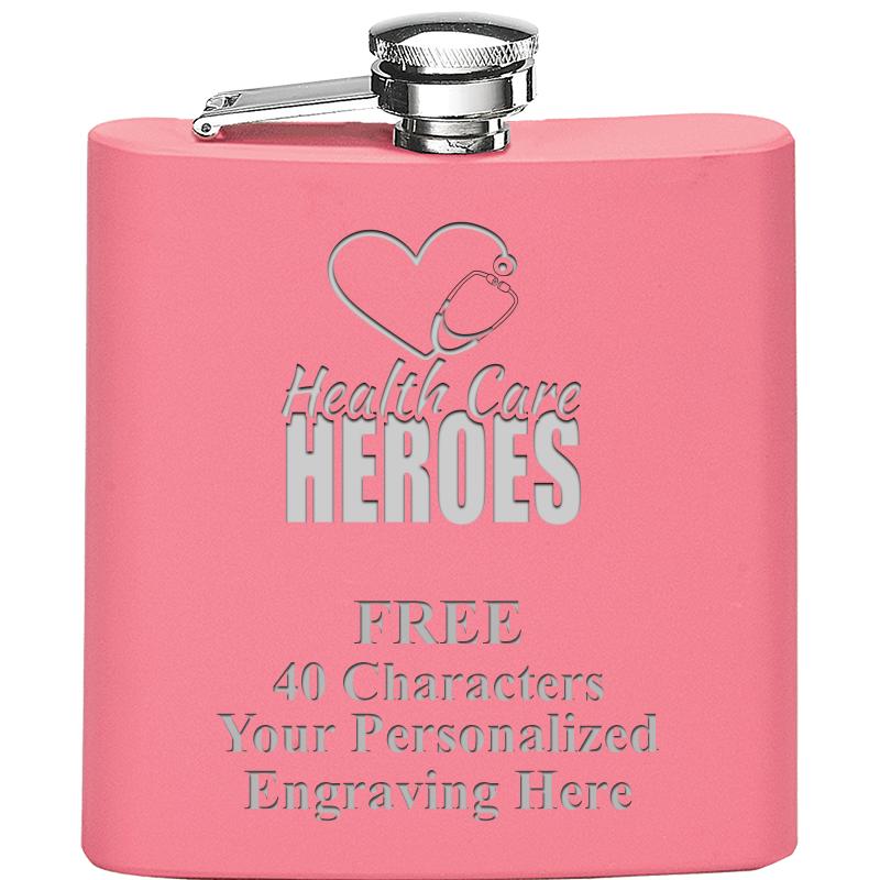 6OZ PINK STAINLESS STEEL FLASK