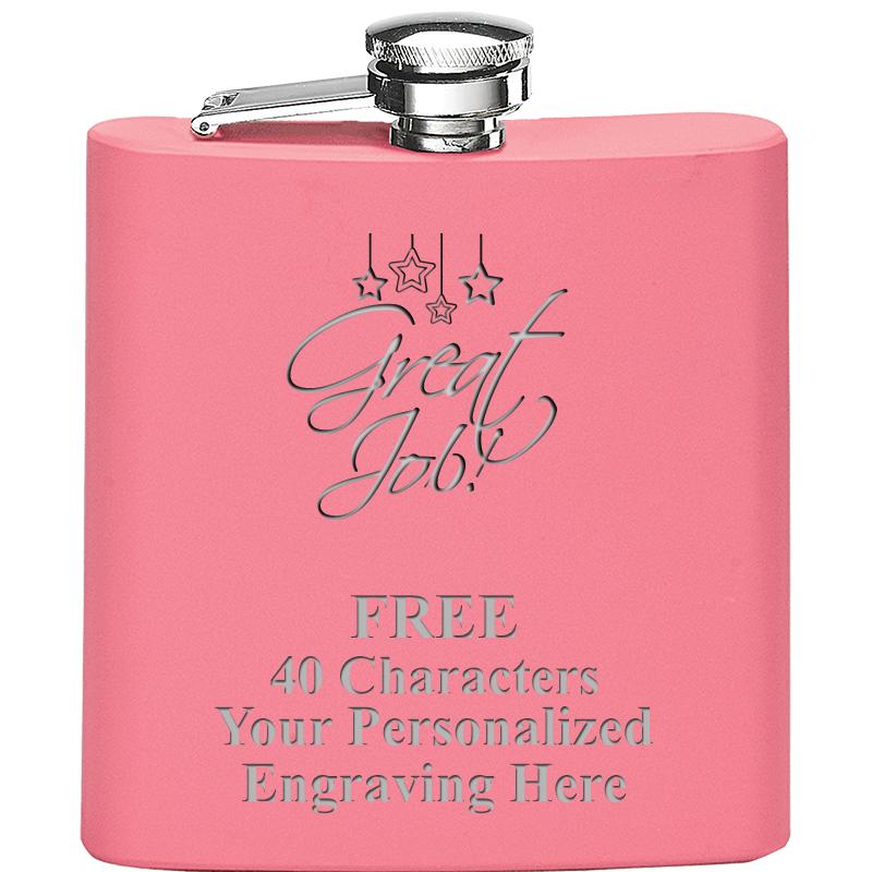 6OZ PINK STAINLESS STEEL FLASK