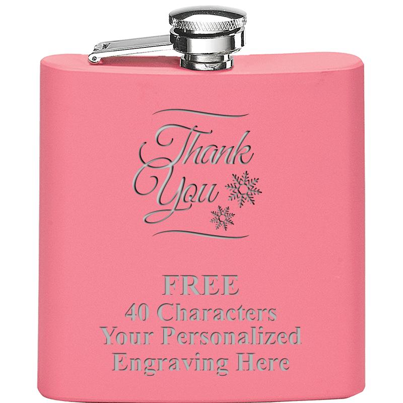 6OZ PINK STAINLESS STEEL FLASK