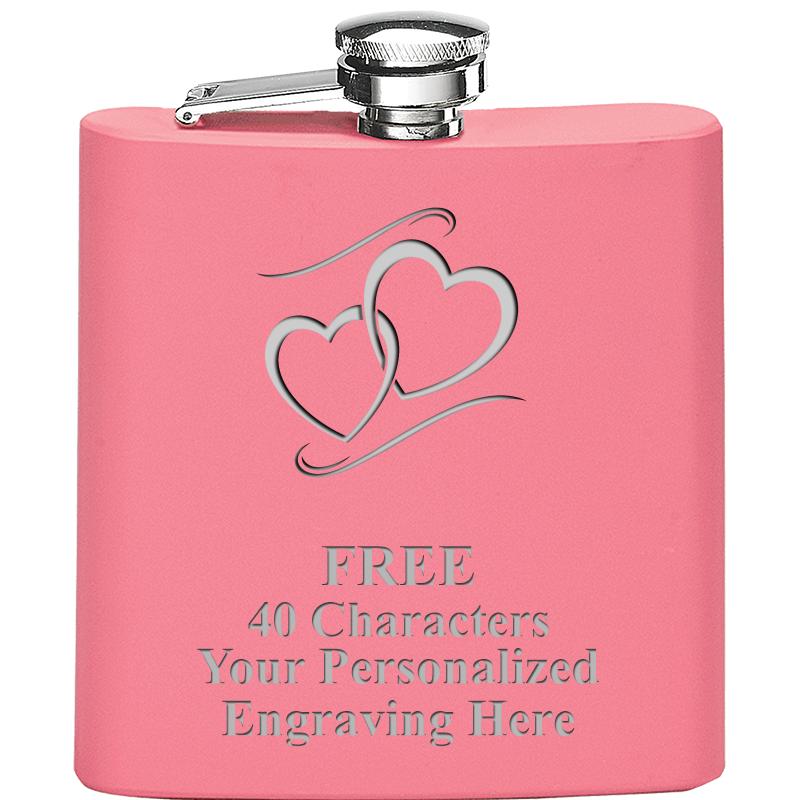 6OZ PINK STAINLESS STEEL FLASK
