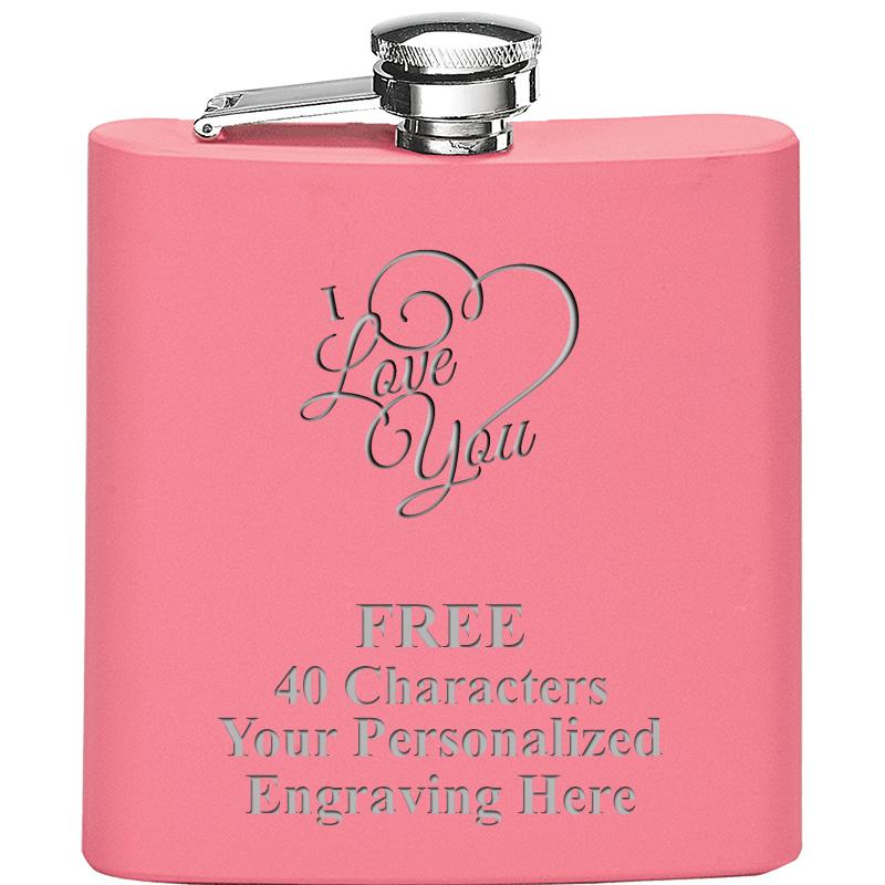 6OZ PINK STAINLESS STEEL FLASK