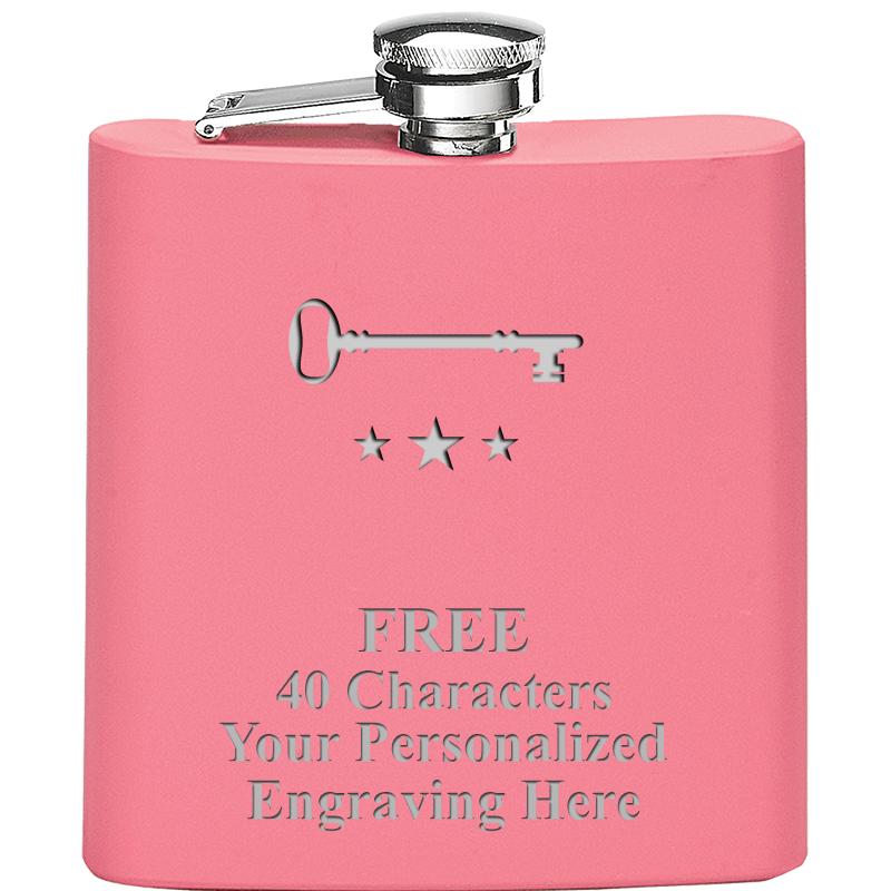 6OZ PINK STAINLESS STEEL FLASK