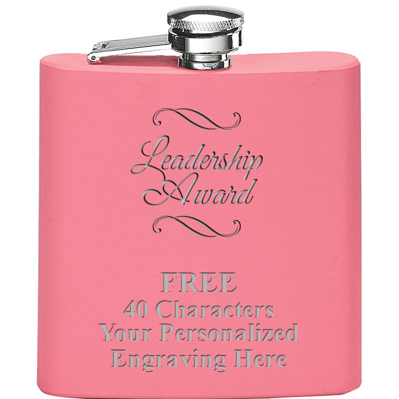 6OZ PINK STAINLESS STEEL FLASK