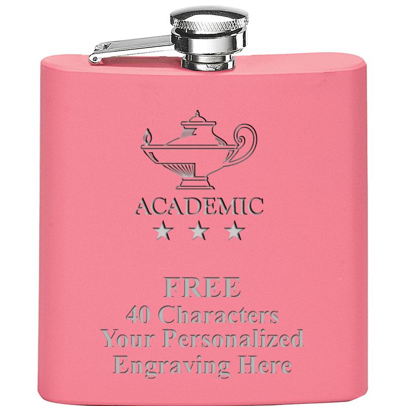 6OZ PINK STAINLESS STEEL FLASK
