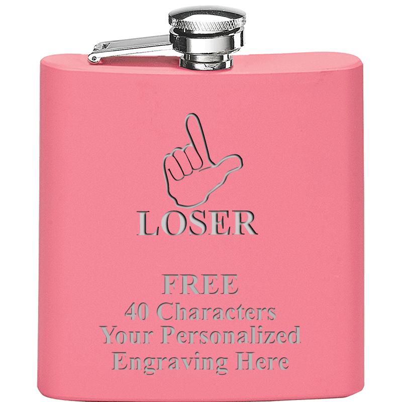 6OZ PINK STAINLESS STEEL FLASK