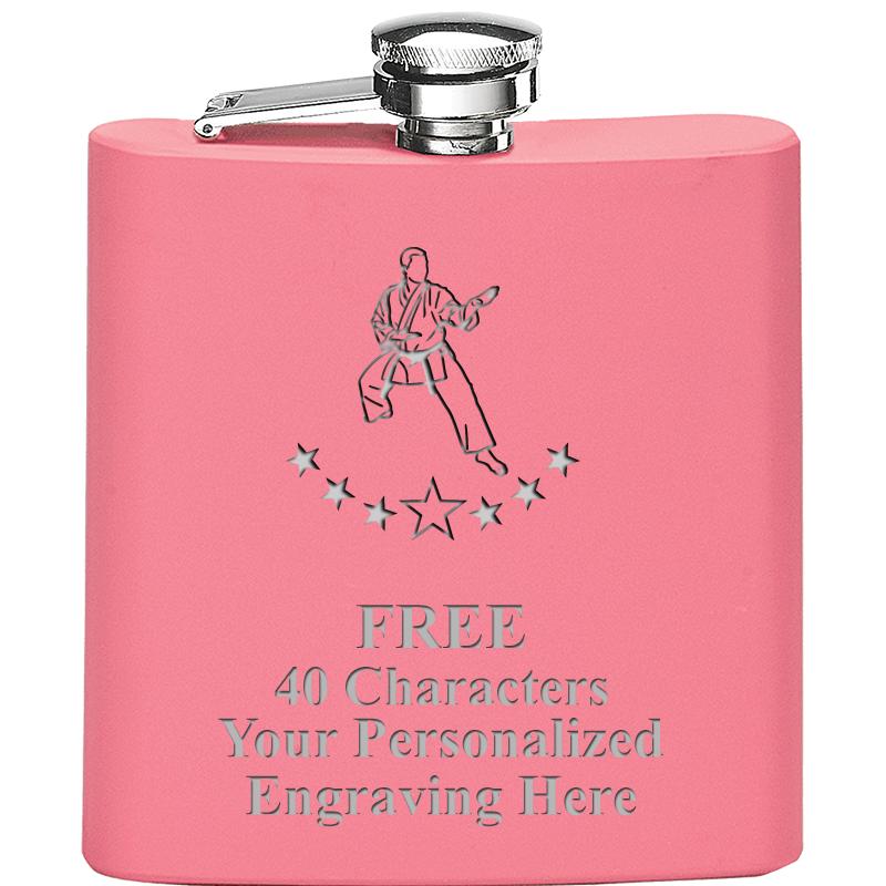 6OZ PINK STAINLESS STEEL FLASK