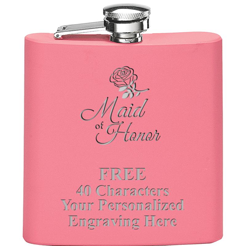 6OZ PINK STAINLESS STEEL FLASK