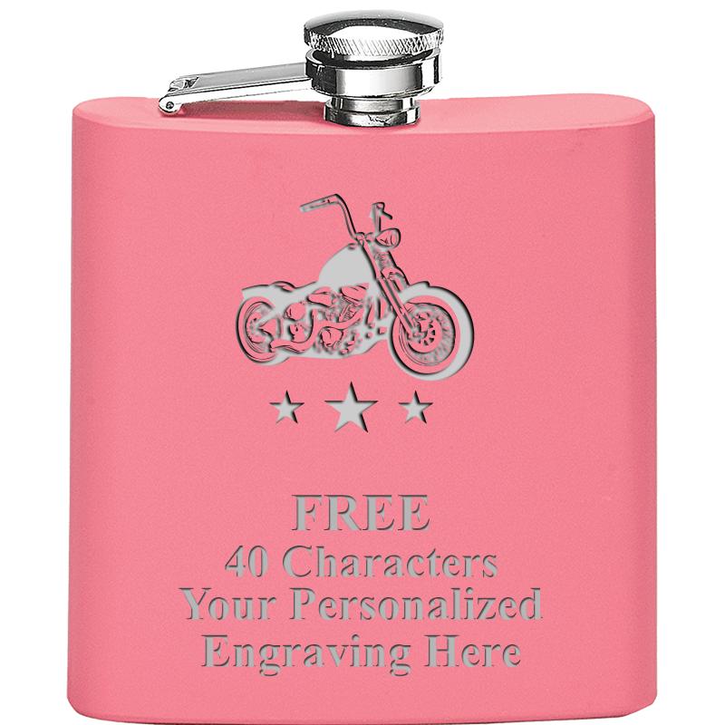 6OZ PINK STAINLESS STEEL FLASK