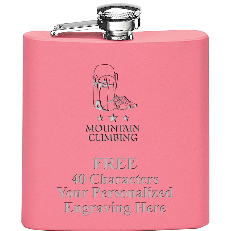 6OZ PINK STAINLESS STEEL FLASK