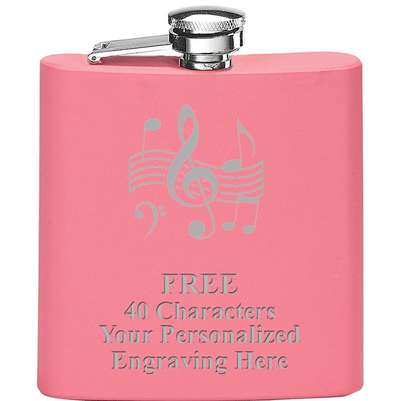 6OZ PINK STAINLESS STEEL FLASK