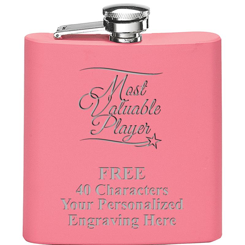 6OZ PINK STAINLESS STEEL FLASK
