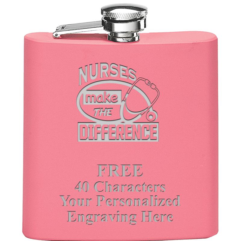 6OZ PINK STAINLESS STEEL FLASK