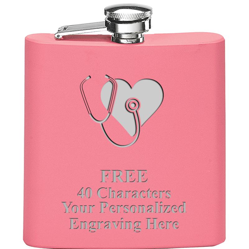 6OZ PINK STAINLESS STEEL FLASK