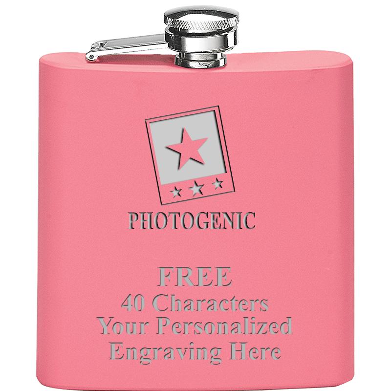 6OZ PINK STAINLESS STEEL FLASK