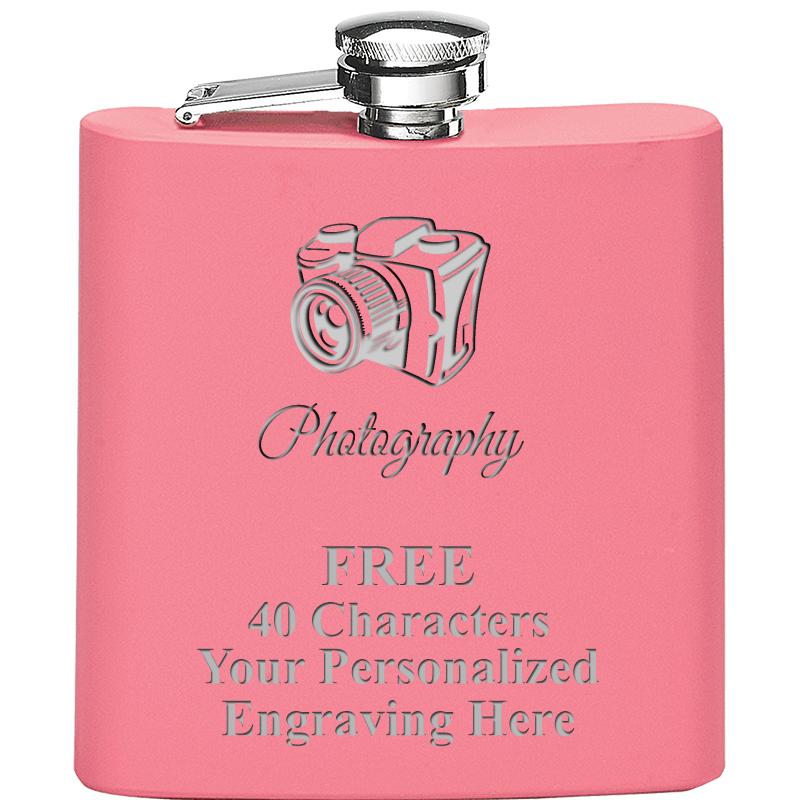 6OZ PINK STAINLESS STEEL FLASK