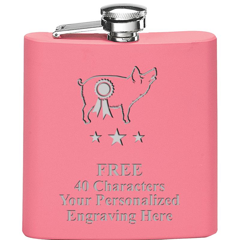 6OZ PINK STAINLESS STEEL FLASK