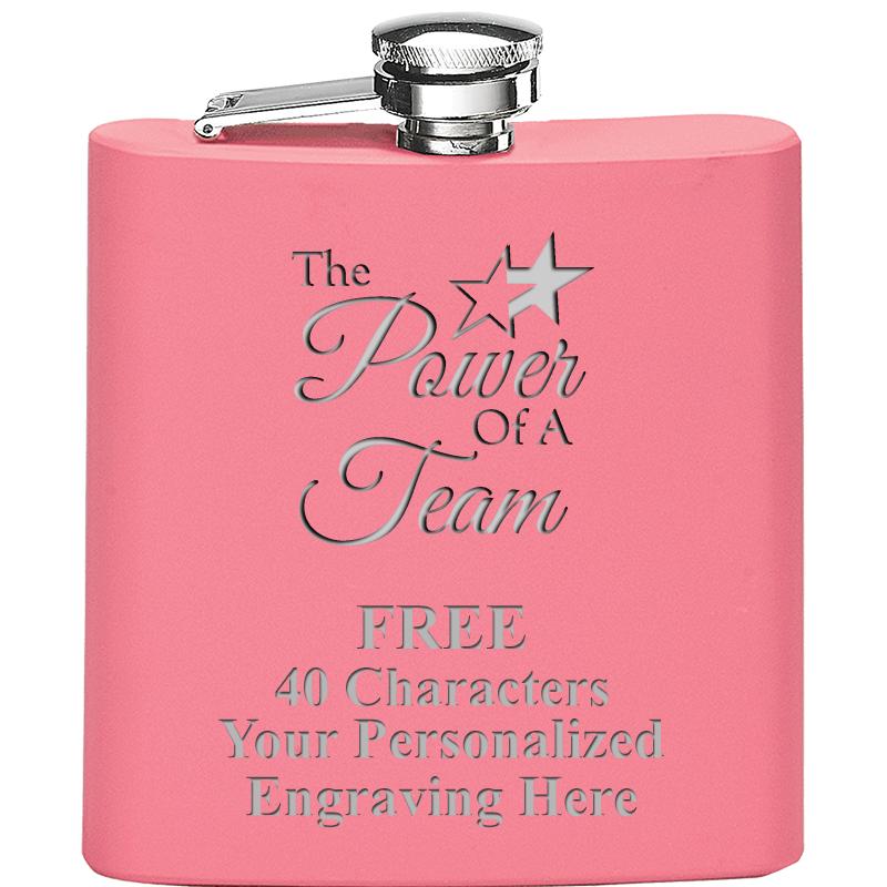 6OZ PINK STAINLESS STEEL FLASK