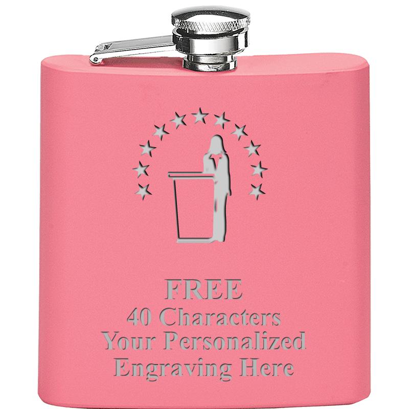 6OZ PINK STAINLESS STEEL FLASK
