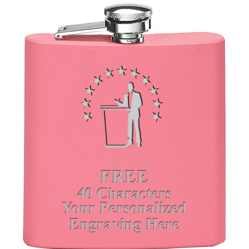 6OZ PINK STAINLESS STEEL FLASK