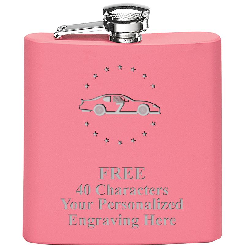 6OZ PINK STAINLESS STEEL FLASK