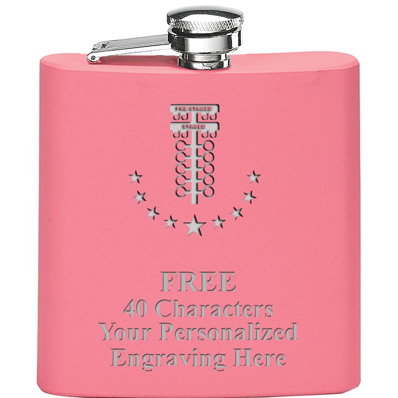 6OZ PINK STAINLESS STEEL FLASK