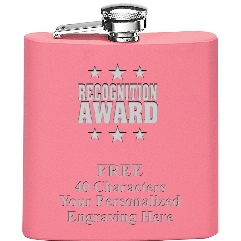 6OZ PINK STAINLESS STEEL FLASK