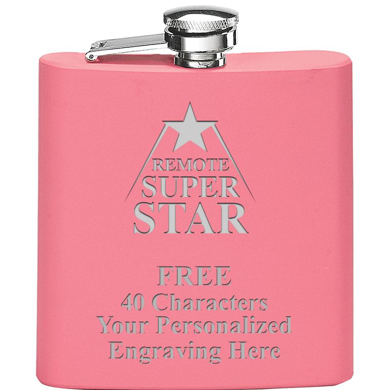 6OZ PINK STAINLESS STEEL FLASK