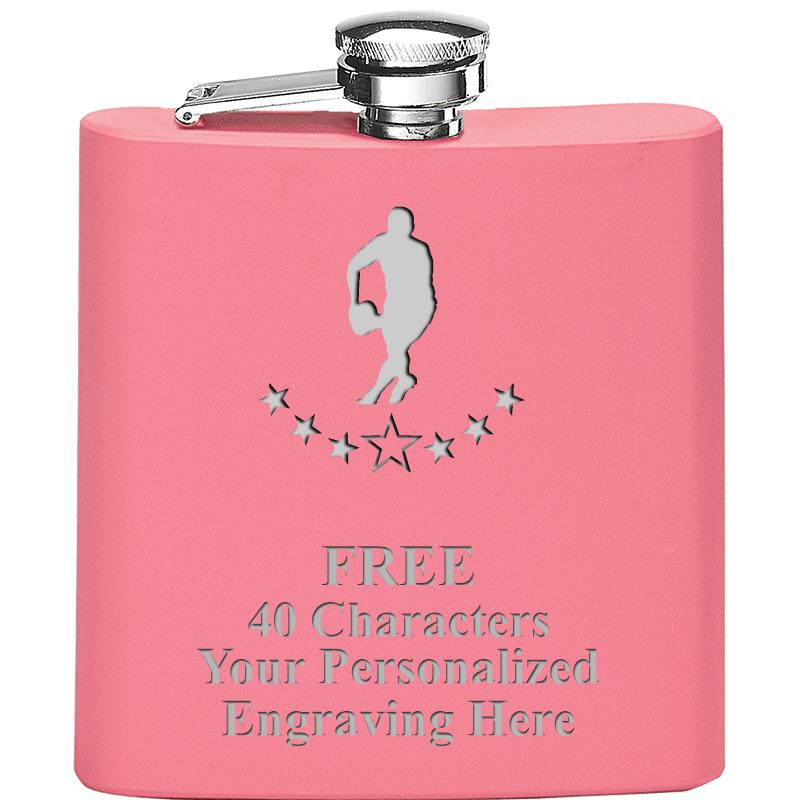 6OZ PINK STAINLESS STEEL FLASK