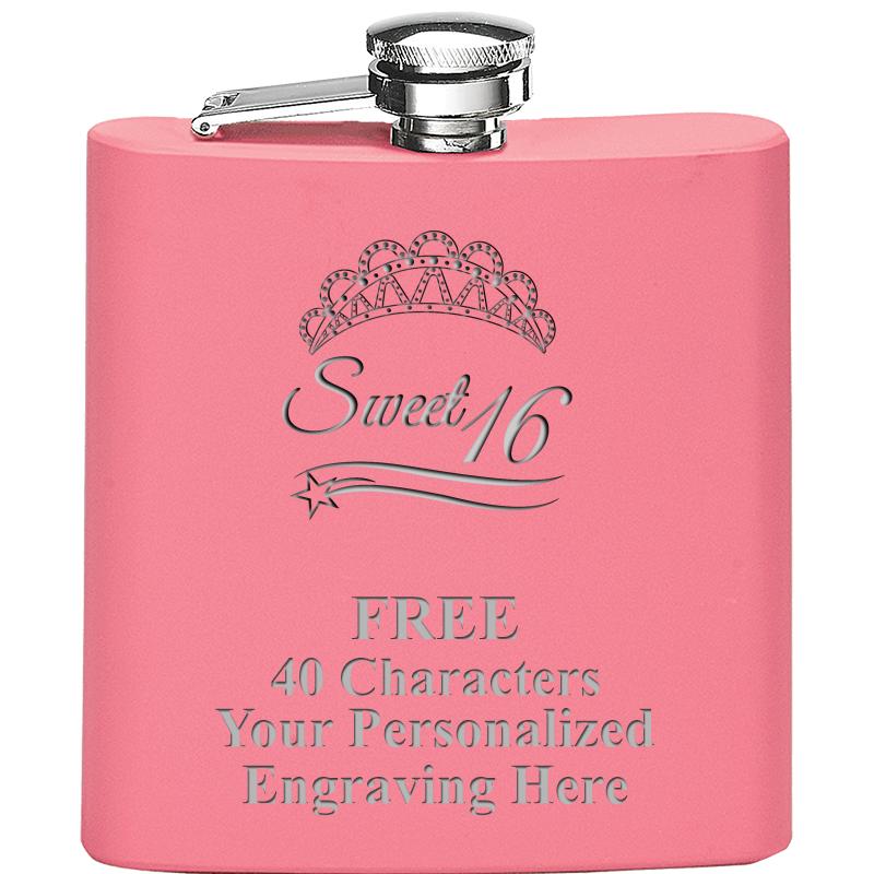 6OZ PINK STAINLESS STEEL FLASK
