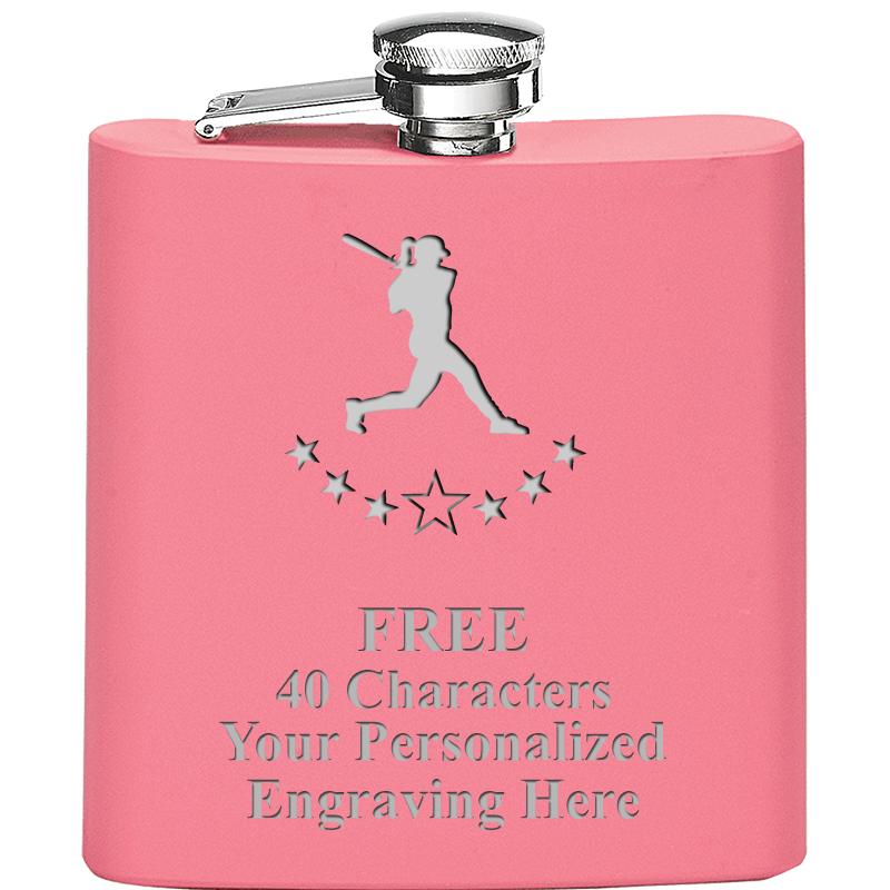 6OZ PINK STAINLESS STEEL FLASK