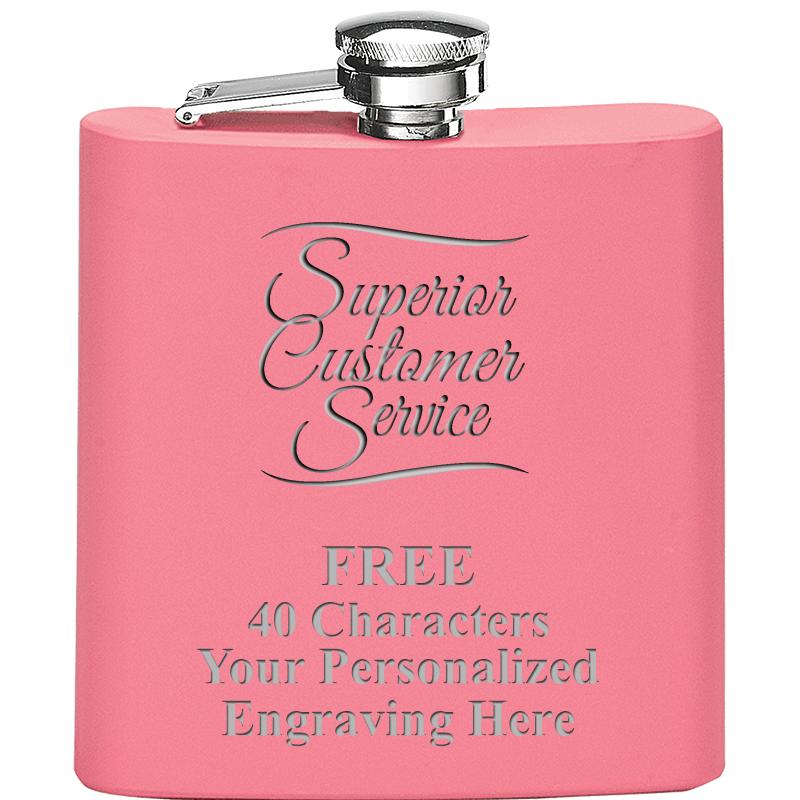 6OZ PINK STAINLESS STEEL FLASK