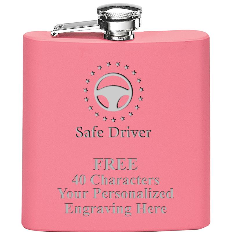 6OZ PINK STAINLESS STEEL FLASK