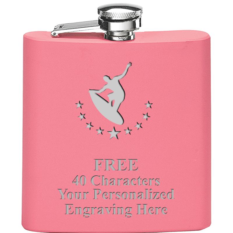 6OZ PINK STAINLESS STEEL FLASK